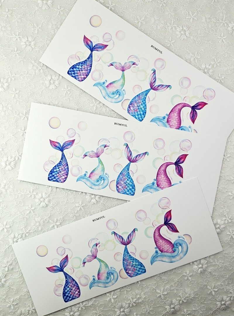 Mermaid Tail Deco Sticker - 便條紙/便利貼 - 紙 多色