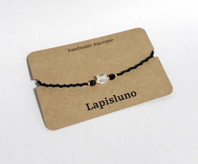 白猫の螺鈿 Opal Onyx マクラメ 結び目 ブレスレット - ショップ