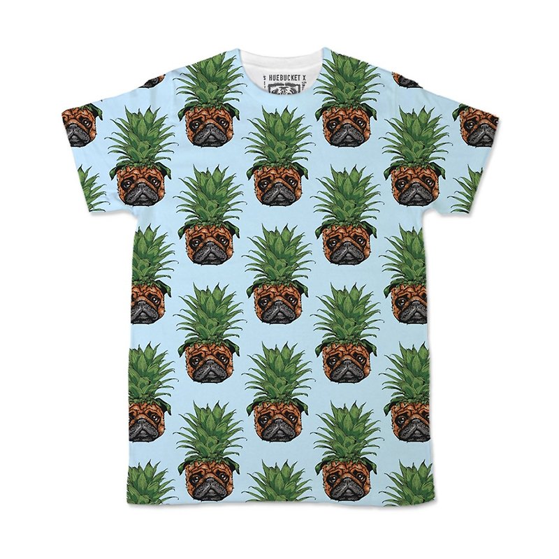 PUG Life • Pineapple Pugs • Unisex T-shirt - Men's T-Shirts & Tops - Cotton & Hemp Multicolor