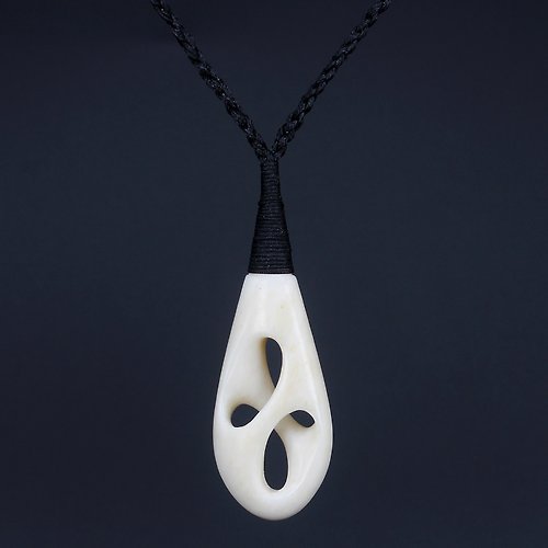 XKCHIEF- Handmade Jewelry 部落古老綁法雙環無限符號項鏈 四葉草鏤空抽象藝術個性吊墜飾品