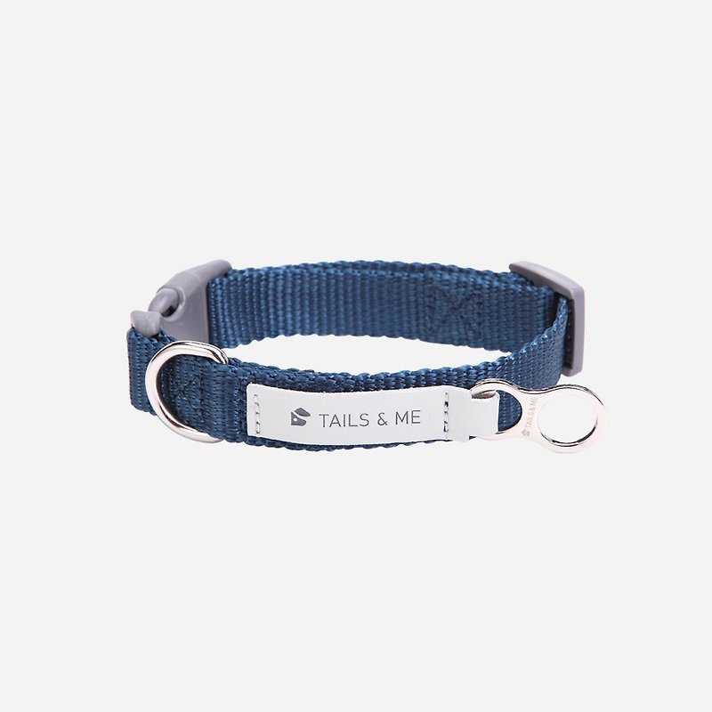 [Tail and me] Classic nylon belt collar dark blue S - ปลอกคอ - ไนลอน 