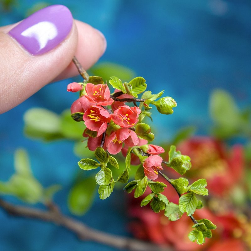 TUTORIAL Miniature branch of flowering quince | Digital product | PDF + video - 線上教學/教學影片 - 其他材質 