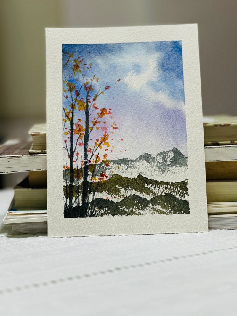 [Blue and Purple Mountain Scenery] Watercolor painting/card/hanging painting/landscape painting/healing painting/original hand-painted - Cards & Postcards - Paper 