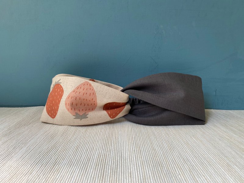 Double Spell Headband/ Strawberry Powder- Iron Grey - Headbands - Cotton & Hemp Gray