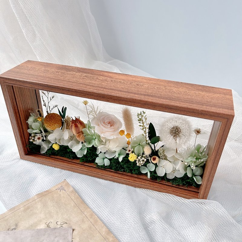 プリザーブドフラワー フォトフレーム カスタマイズ刻印 カスタマイズ写真出力 - ドライフラワー・ブーケ - 寄せ植え・花 