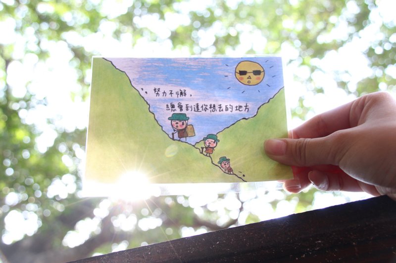 【色鉛筆插畫明信片】  | 毛毛家族  手繪風卡片 - 卡片/明信片 - 紙 綠色