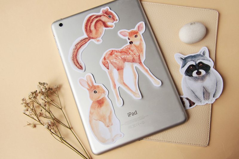 Rabbit Deer Racoon Chipmunk Luggage Stickers/Planner Window Laptop - สติกเกอร์ - วัสดุอื่นๆ 