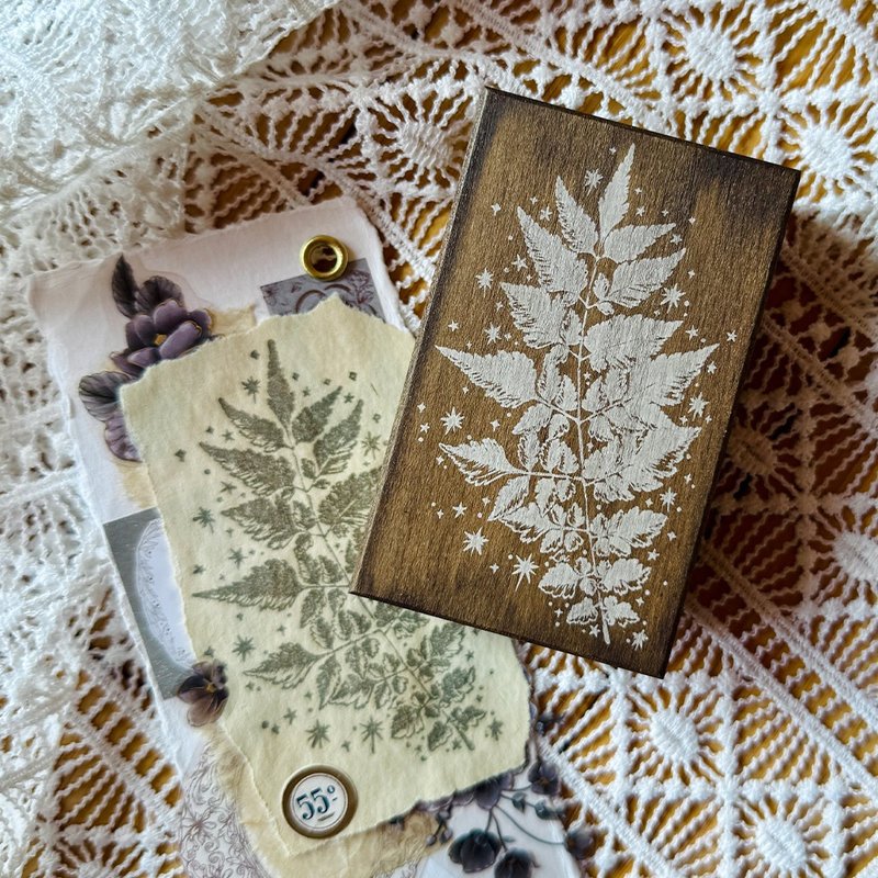 日常光點 染木印章 - 欒樹的葉子 - 印章/印台 - 木頭 咖啡色