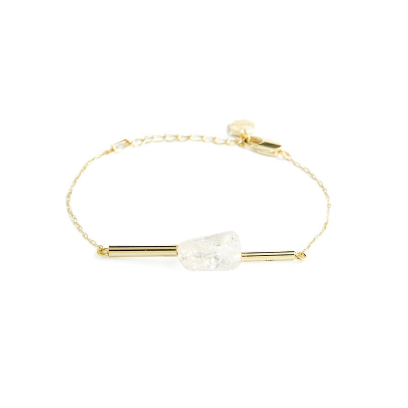 Crack crystal tube bracelet - golden - สร้อยข้อมือ - เครื่องเพชรพลอย สีใส