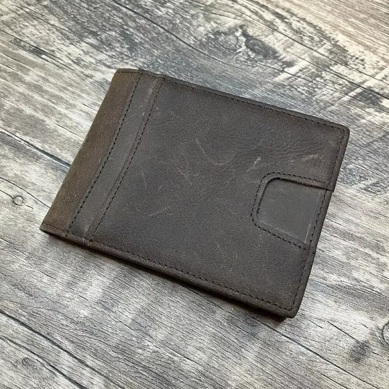 Timeless Slim Fold Men's Retro Style Brown Money Clip Wallet Genuine Leather Bag - กระเป๋าใส่เหรียญ - หนังแท้ หลากหลายสี