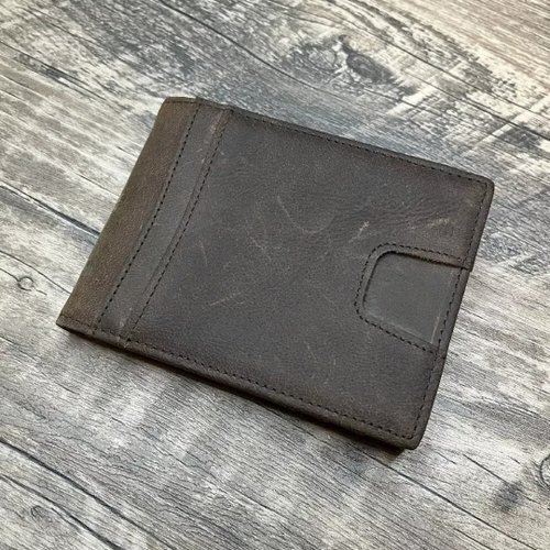 Timeless Leather Timeless Slim Fold 男用 復古風 棕色 鈔票夾 錢包 真皮皮包