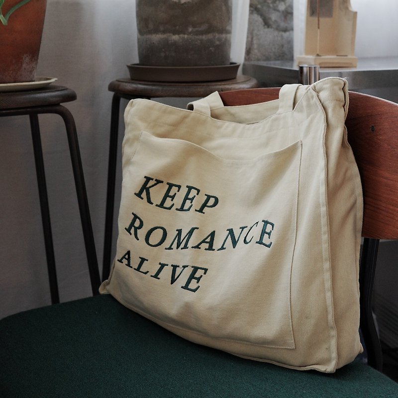 Cotton & Hemp Handbags & Totes Khaki - ROMANCE three-dimensional large-capacity shopping bag