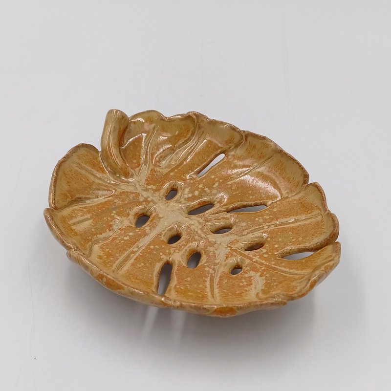 Turtle taro leaf shaped soap dish - อุปกรณ์ห้องน้ำ - ดินเผา สีส้ม