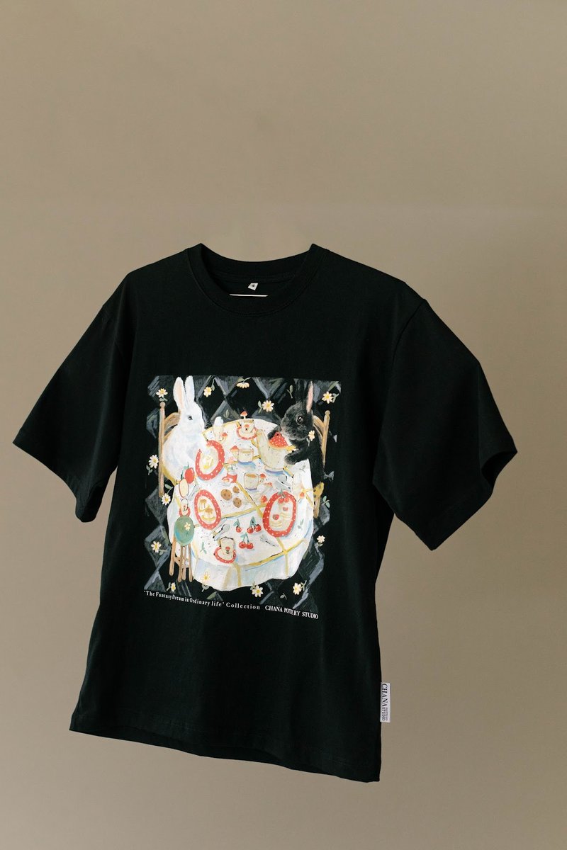 Oversized T-Shirt - 帽T/大學T - 棉．麻 黑色