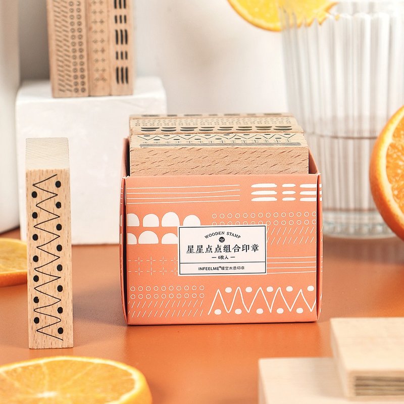 Infeel.Me warm empty hand account companion wooden stamp[stars and dots] - Stamps & Stamp Pads - Wood Multicolor