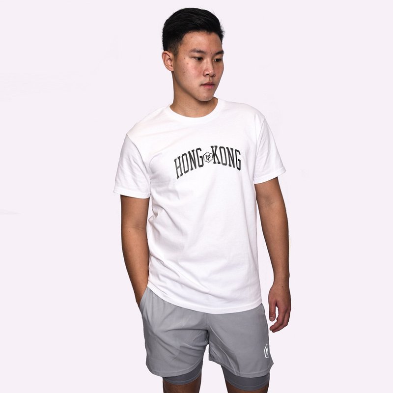 MT【HONG KONG】Compose T-Shirt - เสื้อยืดผู้ชาย - ผ้าฝ้าย/ผ้าลินิน ขาว