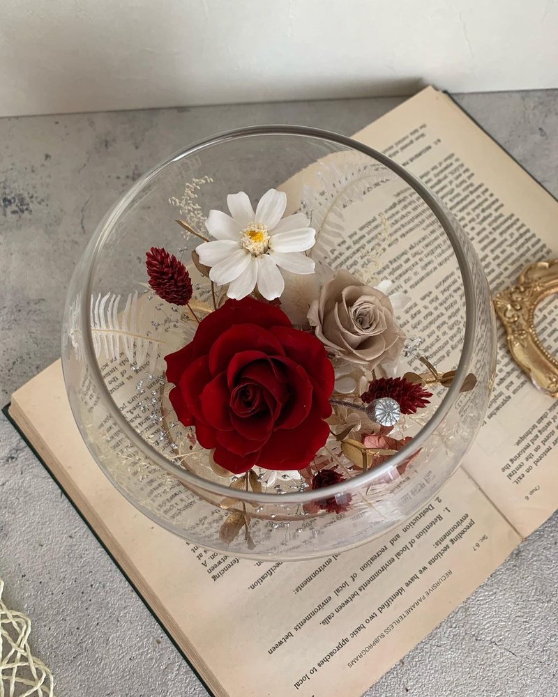 Eternal Rose Glass Ball Cup/ Shop Decoration/ Home Decoration - Dried Flowers & Bouquets - Plants & Flowers 