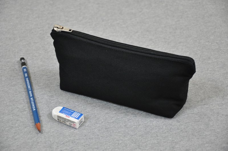 ENDURE / large size pencil case / 2 zippered pockets / plain black - Pencil Cases - Cotton & Hemp Black