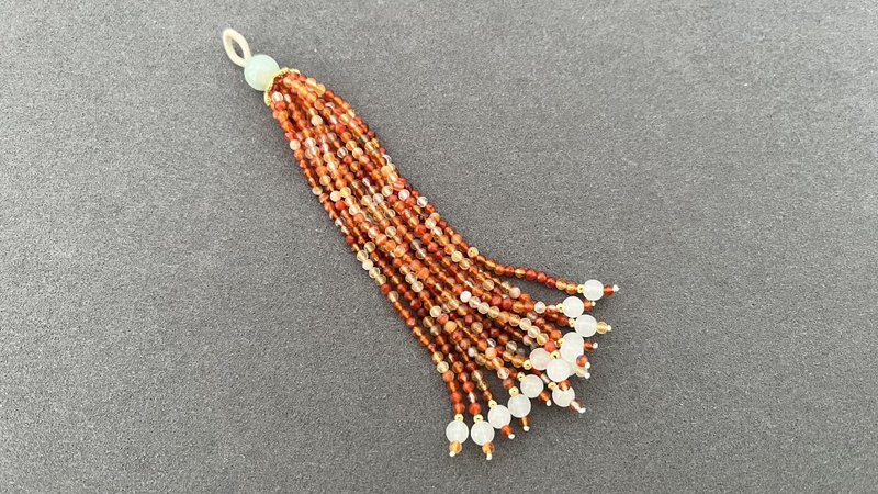 Luming original handmade tassel charm semi-finished natural agate tassel material - Other - Jade 
