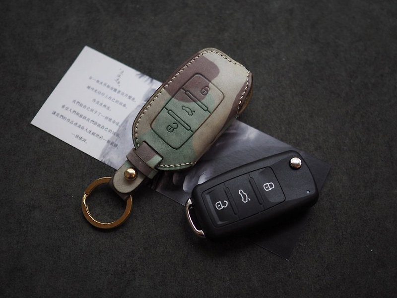 純手工牛皮福斯Volkswagen車鑰匙套 顏色款式可客製化可刻字 訂製 - 鑰匙圈/鑰匙包 - 真皮 多色