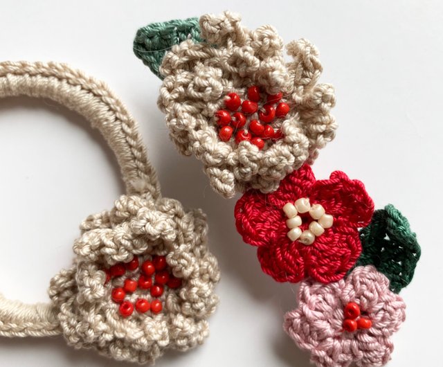 Flower Crochet Hair Clip with a Bead