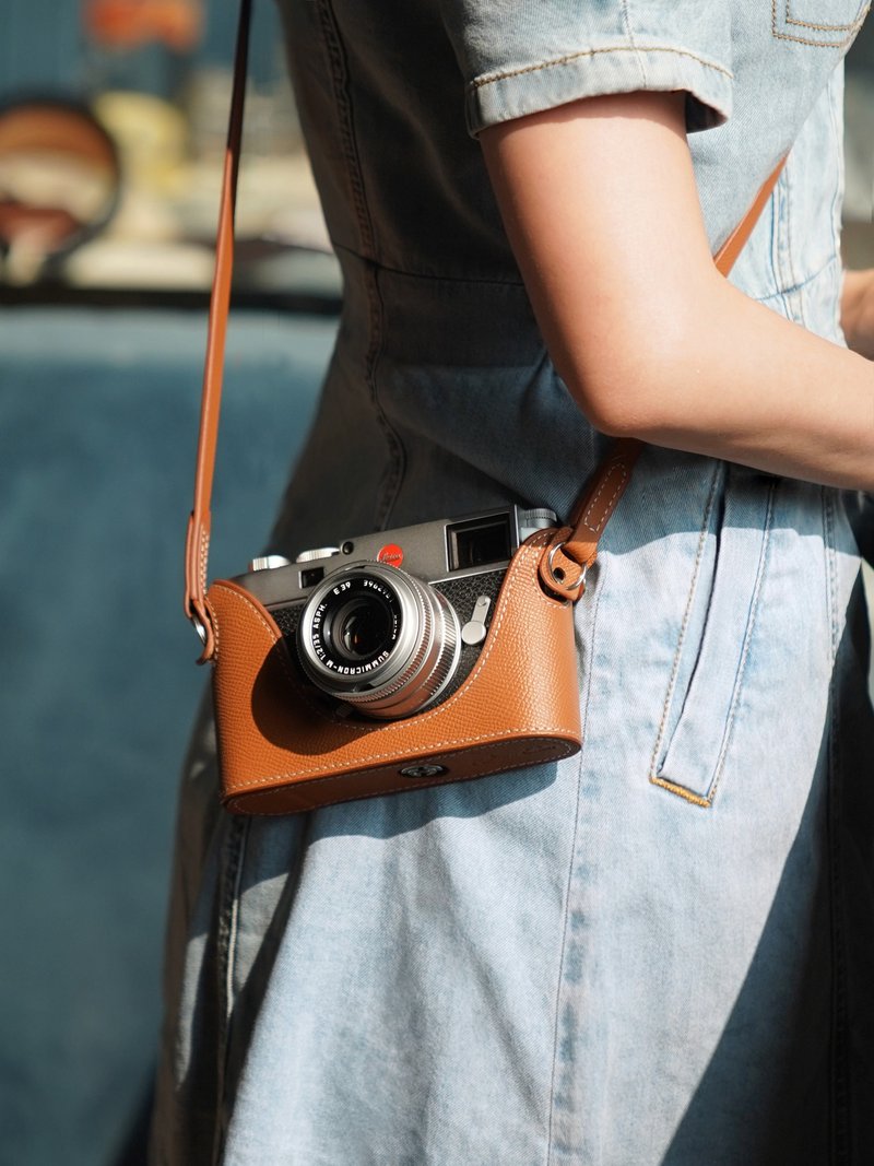 適用機型Leica M11 手掌紋皮革相機底座皮套 - 相機包/相機袋 - 真皮 多色