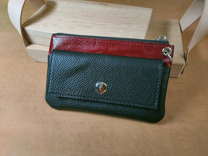 .........Multifunctional two-color double zipper small wallet(2).......... - กระเป๋าใส่เหรียญ - หนังแท้ 