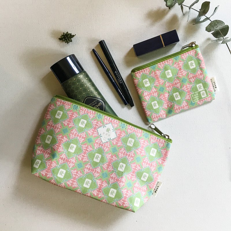 Cosmetic Bag ∣ Mahjong FA - Toiletry Bags & Pouches - Cotton & Hemp Green