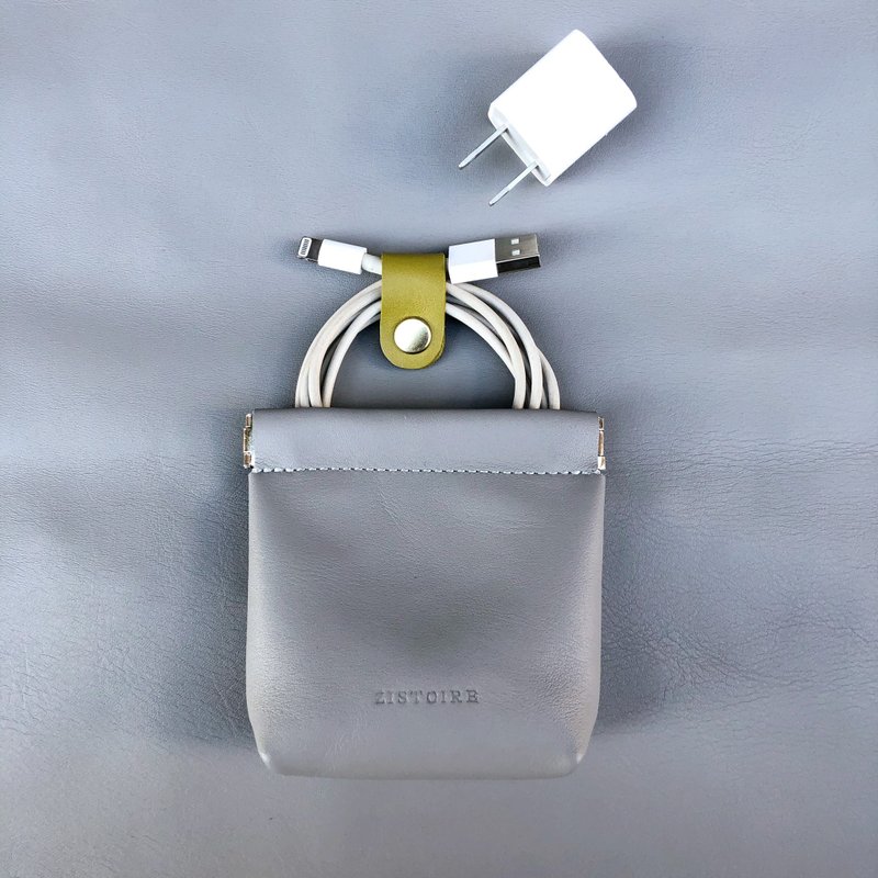 【Glamor】ZiBAG-037L/Spring Gold Charging Case/Halle Grey - Coin Purses - Genuine Leather 