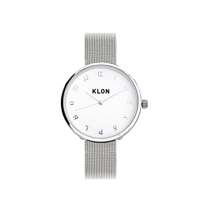 KLON 玩笑時間系列 | 金屬錶帶款 | 33 mm | 優雅小錶面 - 男裝錶/中性錶 - 不鏽鋼 銀色