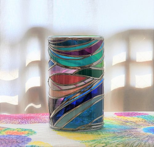 Glass Art RayColors 美ら海２ GlassArt ガラス15センチ高丸型花瓶