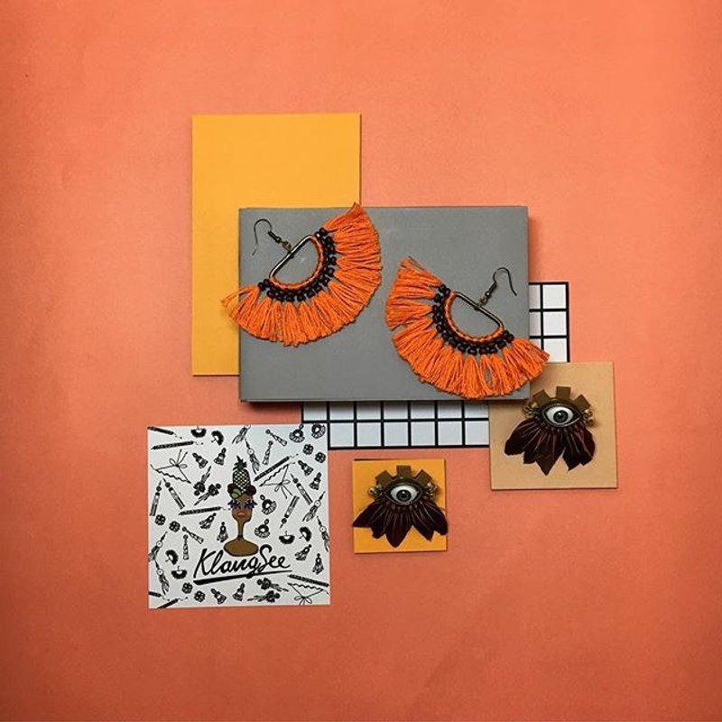 earrings: sunshine + Mong-Rang. - 耳環/耳夾/耳骨夾 - 紙 橘色