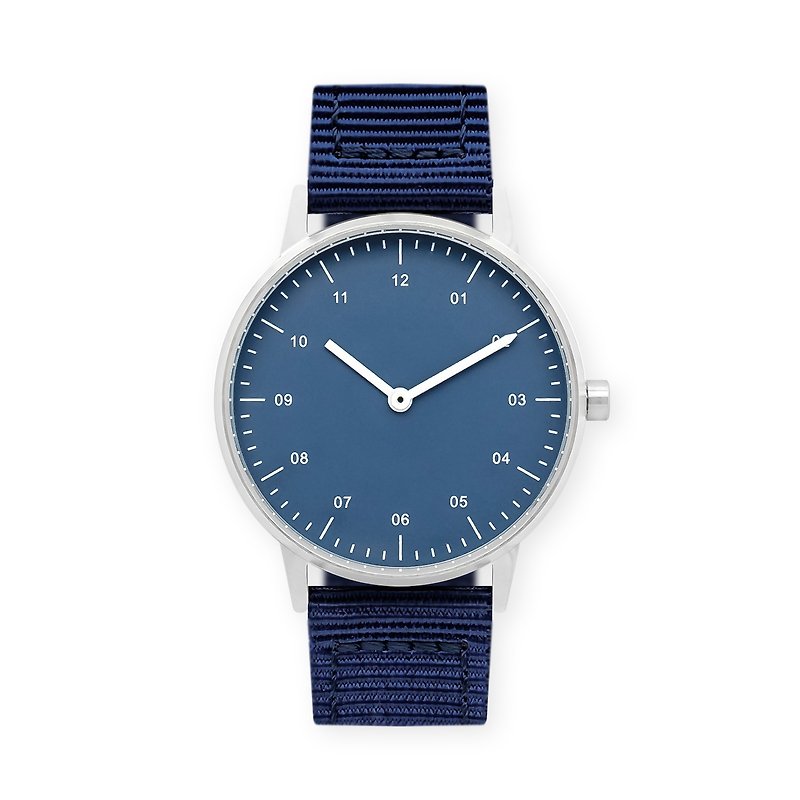 BIJOUONE彼樹灣 B40系列 經典藍色表盤 尼龍表帶 防水手錶 - 男裝錶/中性錶 - 不鏽鋼 藍色