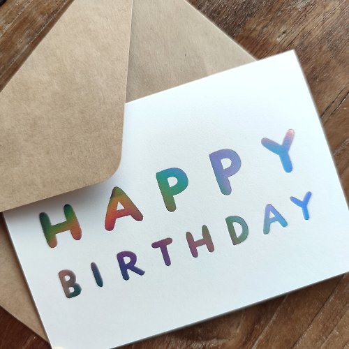 Pianissimo Press Happy Birthday Card - Rainbow Foil Printed