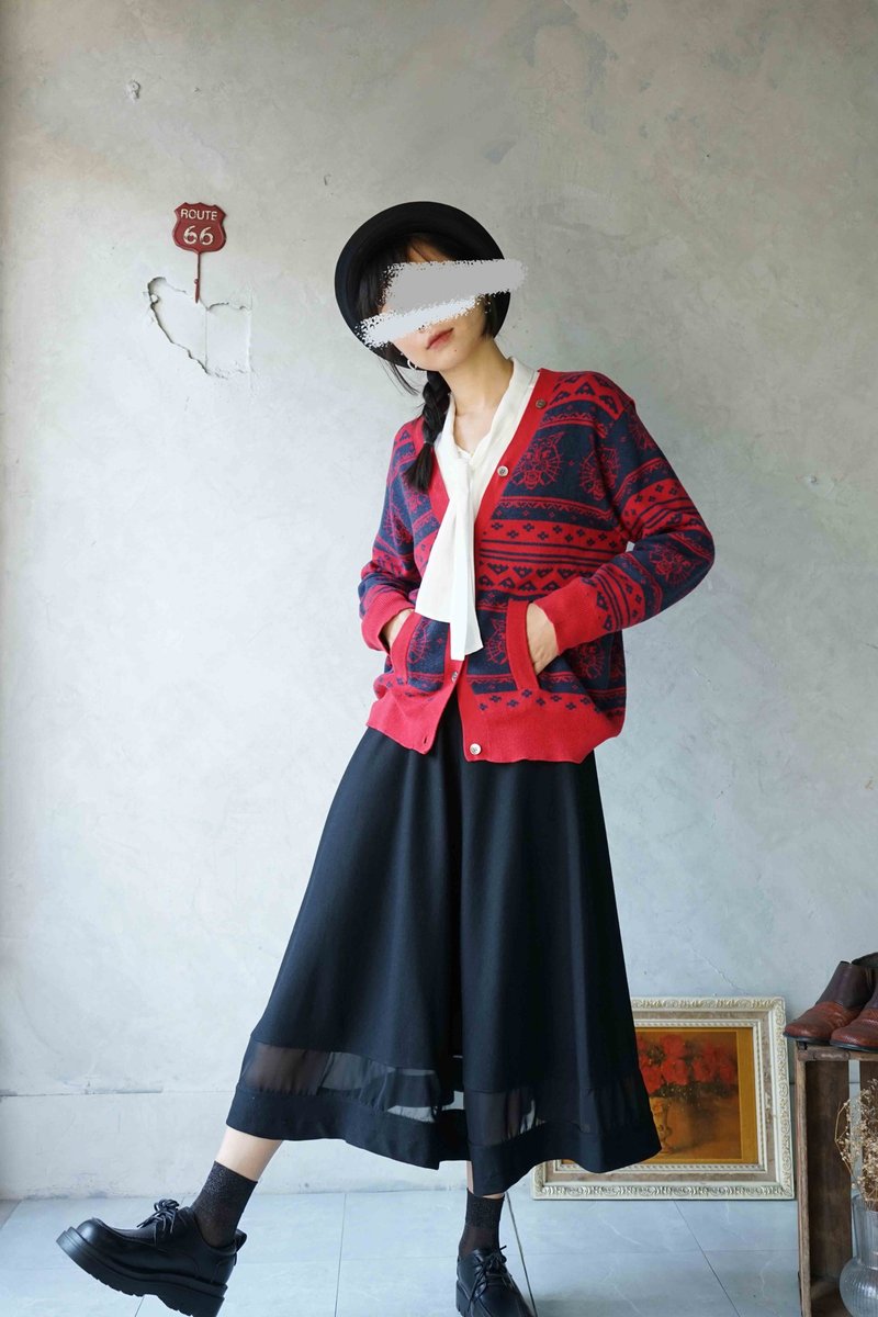 設計手作-個性黑毛料拼接雪紡圓裙長裙 - 裙子/長裙 - 羊毛 黑色