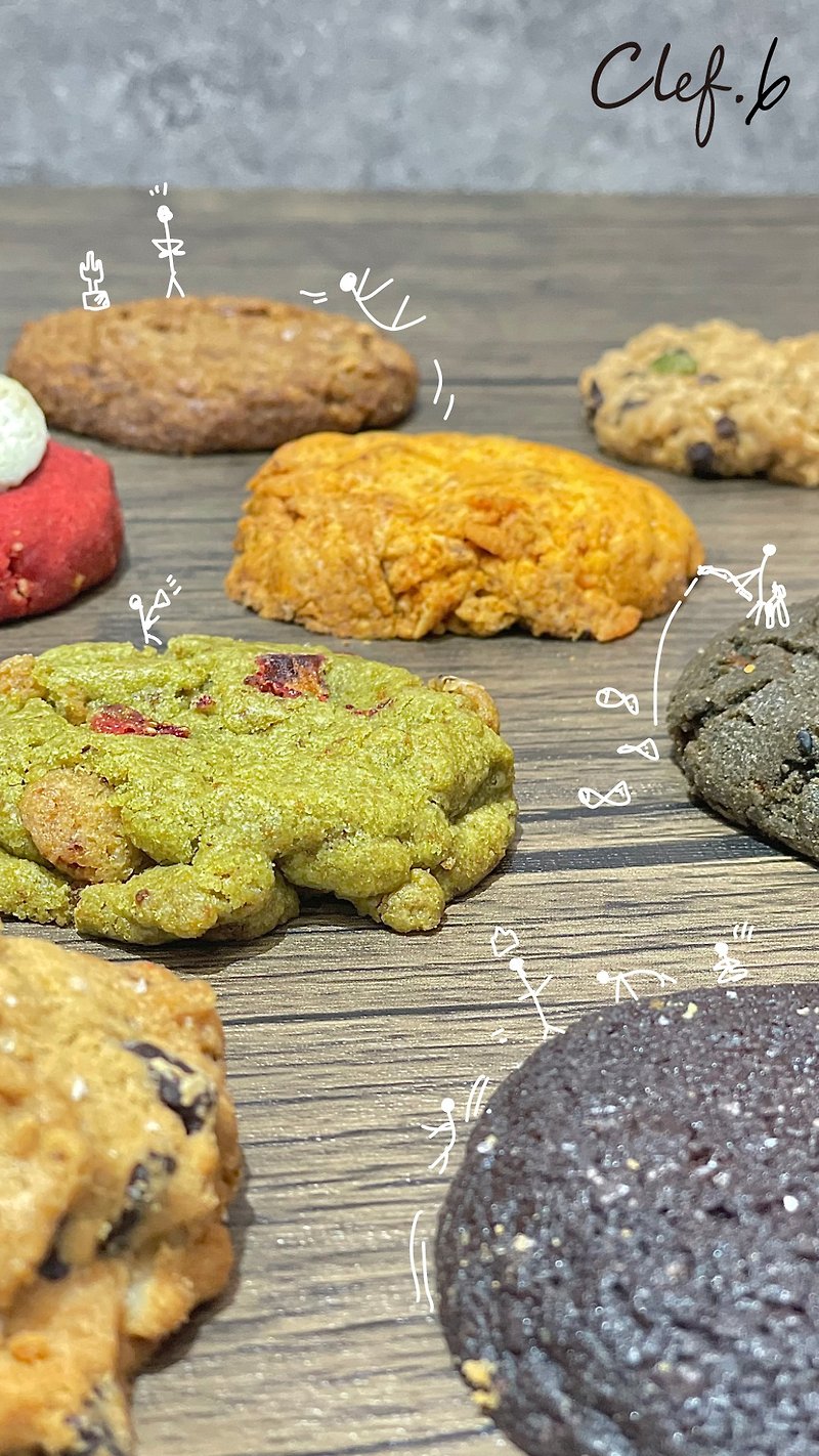 Clef.6 American Soft Biscuits Tasting Gift Pack of 8 Tastes to Satisfy at One Time - Handmade Cookies - Fresh Ingredients 