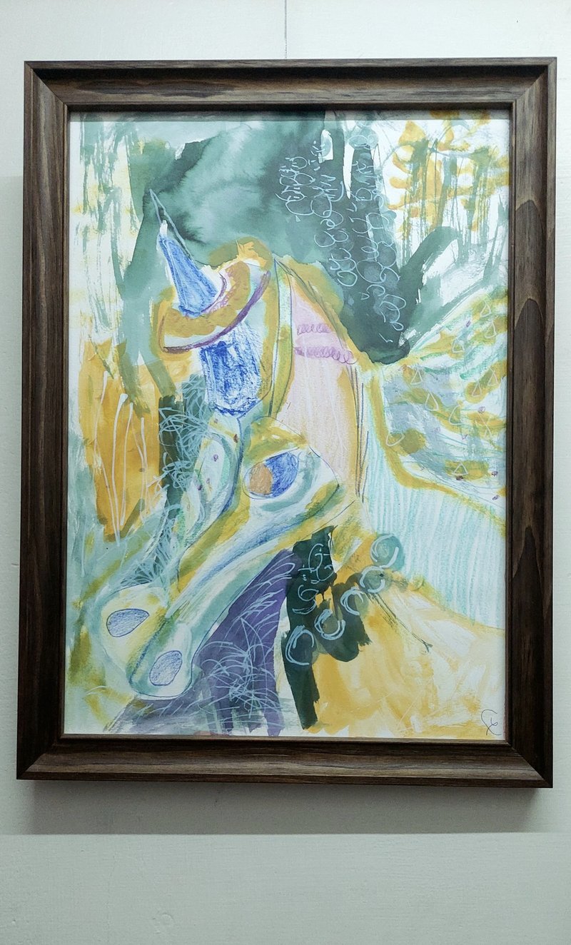 原畫 戴珍珠項鍊的野生獨角獸 - 海報/掛畫/掛布 - 紙 綠色