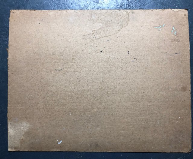 油絵　カルパティア山脈 カルパティア山脈の村 段ボールに油絵 ヴィンテージ山の風景