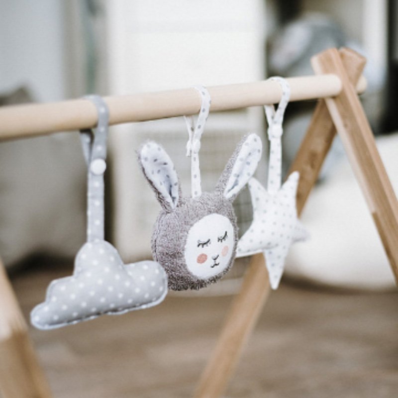 Baby Bunny Toys - grey plush rabbit baby play gym toys - 寶寶/兒童玩具/玩偶 - 棉．麻 灰色