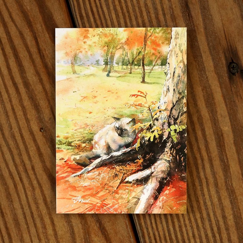 水彩画の赤ちゃんシリーズポストカード - 秋の虎 - カード・はがき - 紙 オレンジ