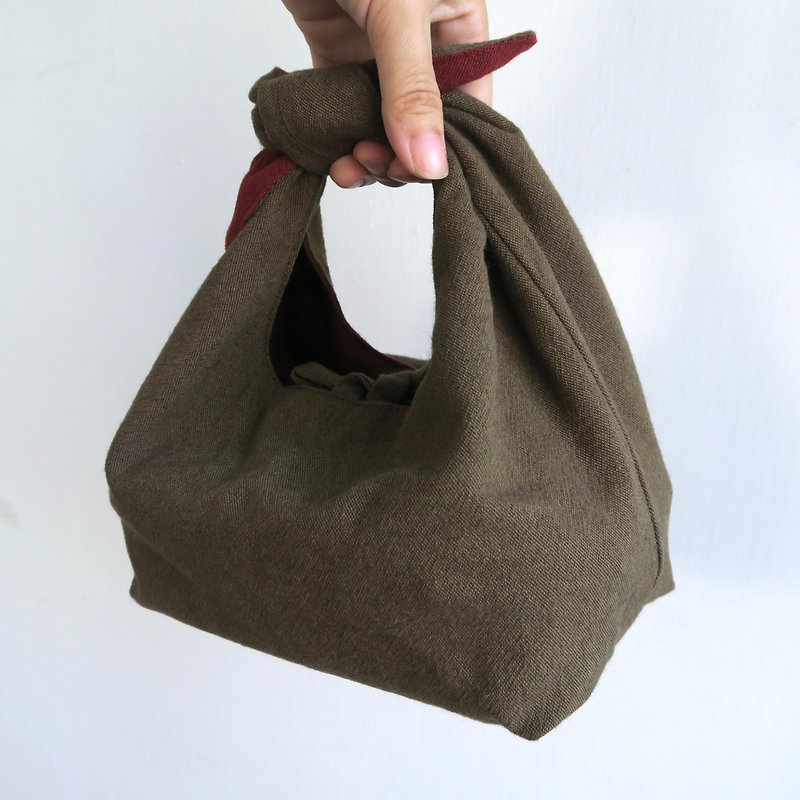 Cotton-Linen 2 way Lunch bag - Lunch Boxes - Cotton & Hemp Green