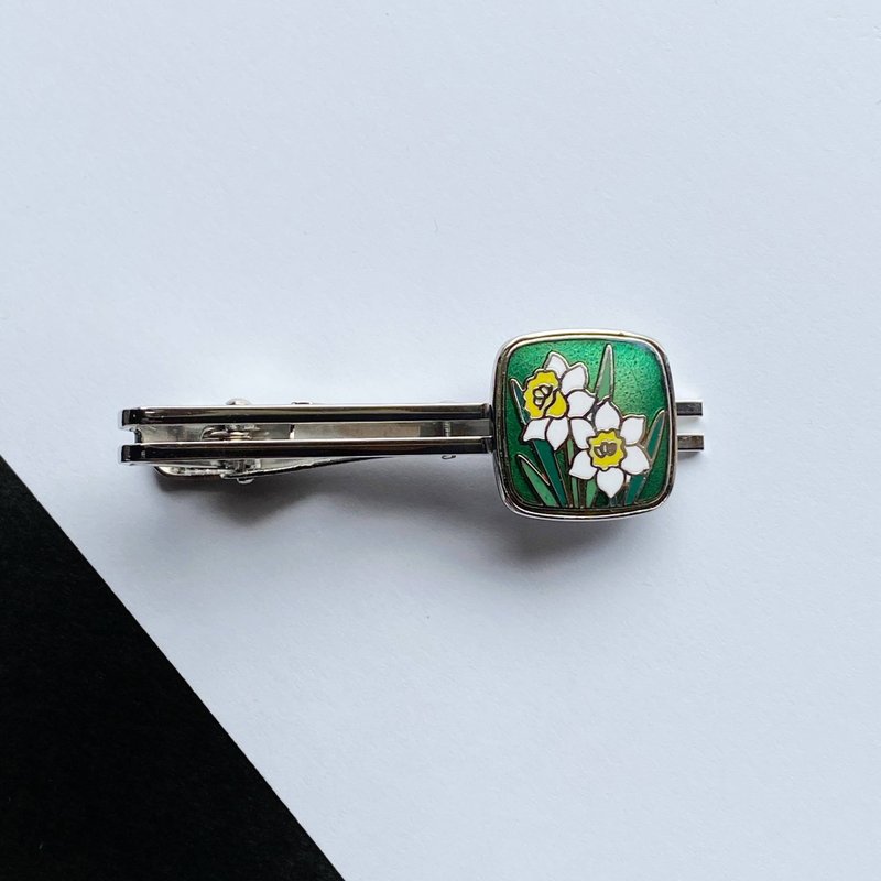水仙【エメラルド Emerald】七宝焼のネクタイピン  丹銅メタル七宝 - 領帶/領帶夾 - 其他材質 綠色