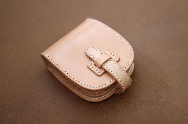 本革サドルレザーの二つ折財布【受注製作】 - 銀包 - 真皮 卡其色