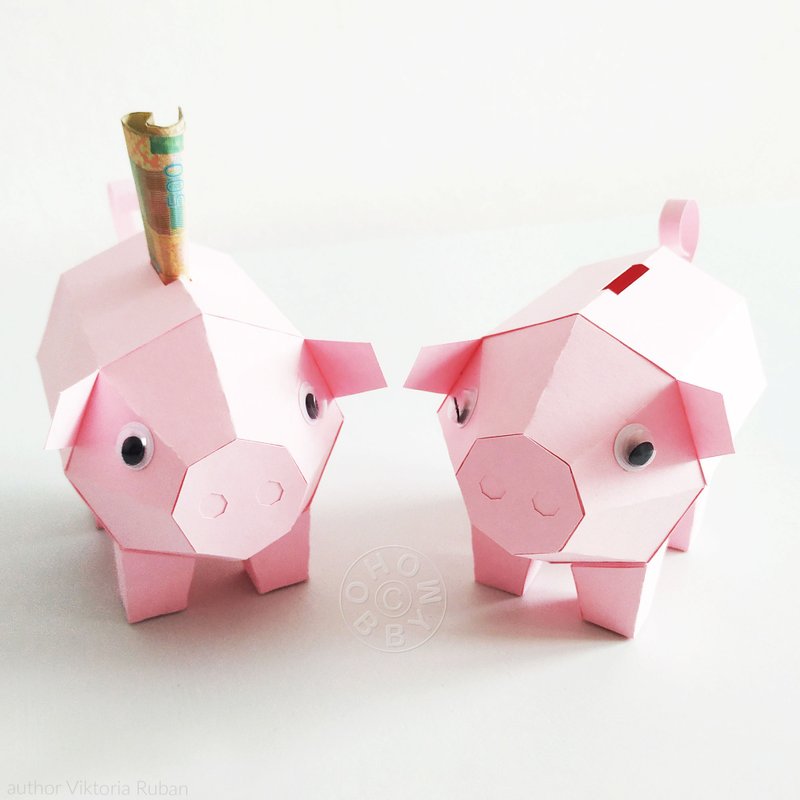 DIY Paper Piggy Bank, 3D Papercraft Printable PDF - 手工藝教學/工具書 - 其他材質 