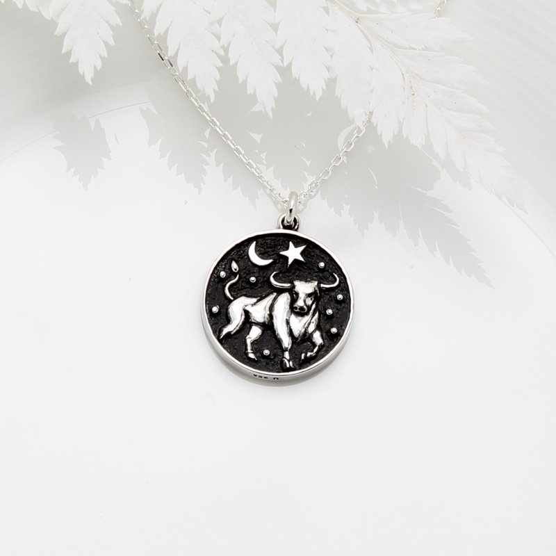 【Angel & Me】Astrology Taurus s925 sterling silver necklace Birthday gift - สร้อยคอ - เงินแท้ สีเงิน