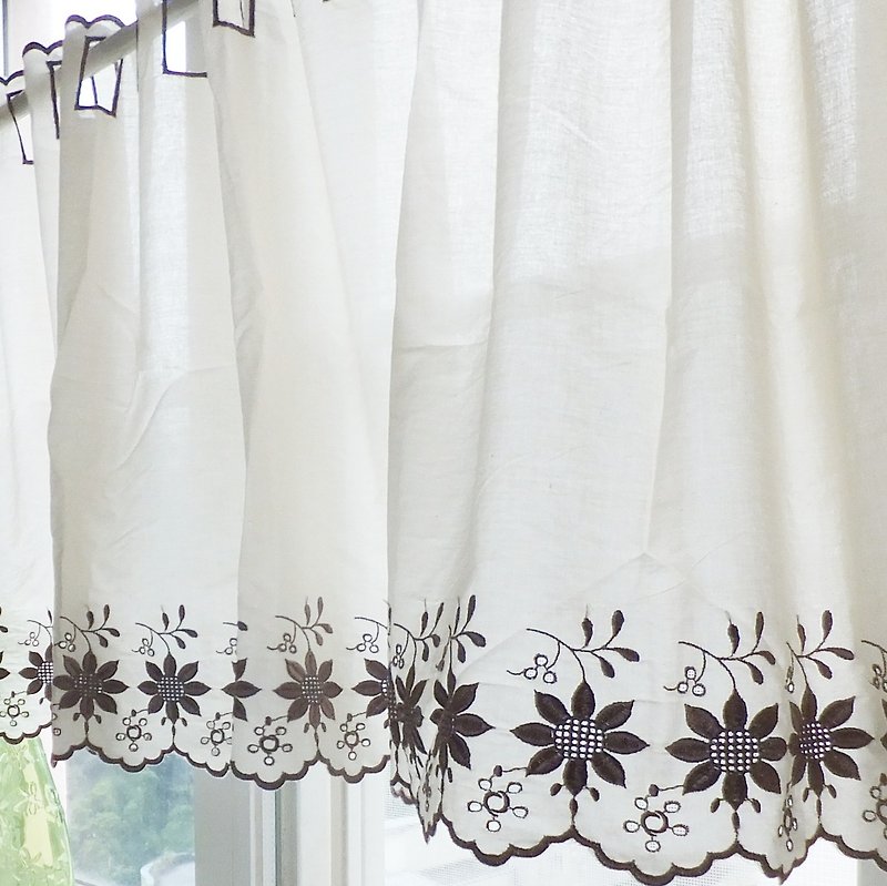 Vintage Embroidered Cotton Lace Window Valance Curtain,Coffee Curtain - Items for Display - Cotton & Hemp 