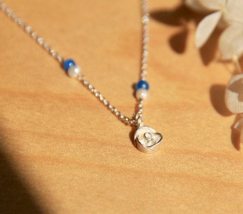 目目設計Gaze 玫瑰系列 - 天藍(藍瑪瑙) - 小玫瑰925純銀手作手鍊 銀飾 禮物 包裝