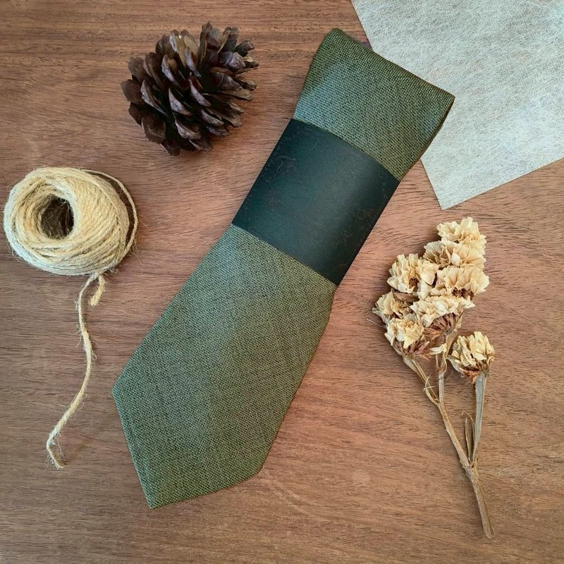 The GENT Pine Green Necktie - 領帶/領帶夾 - 棉．麻 綠色