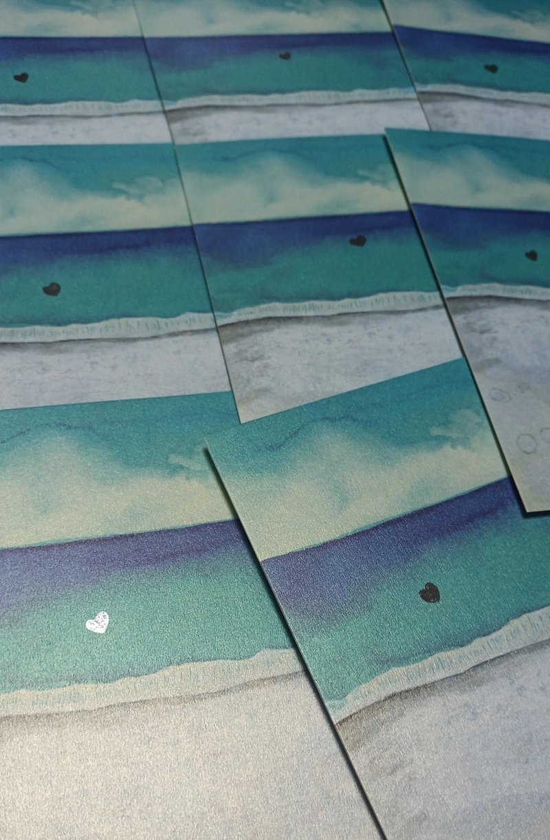 Liuyingchieh Moving Notes Ocean Qixingtan postcard hand-painted silver love printed sea surface - การ์ด/โปสการ์ด - กระดาษ สีเงิน