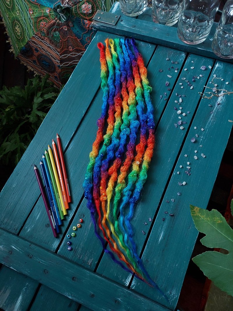 Rainbow Soft Synthetic Dreadlocks. Crochet Bumpy dreads. Prism color dreadlocks - Hair Accessories - Other Materials Multicolor